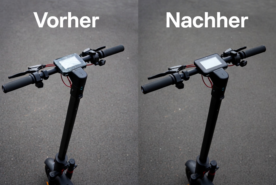 Vorher und Nachher: Display-Montage am Lenker